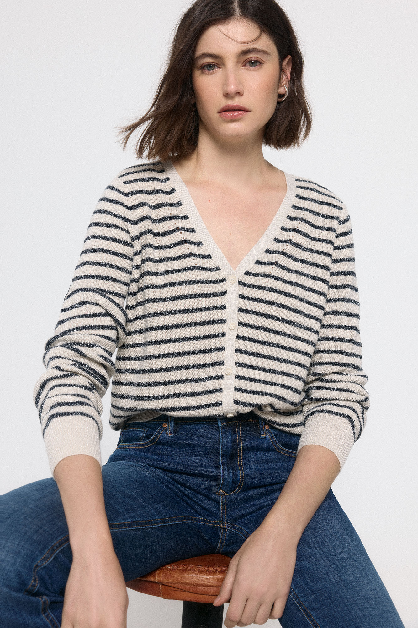 Vero Moda Jaqueta lurex gola manga comprida com bico