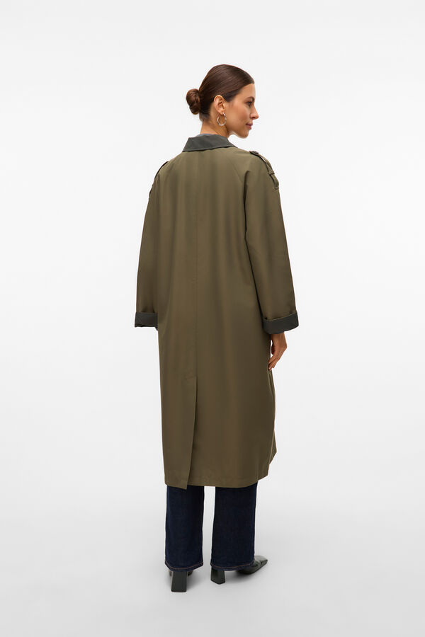 Vero Moda Gabardina larga bicolor Verde