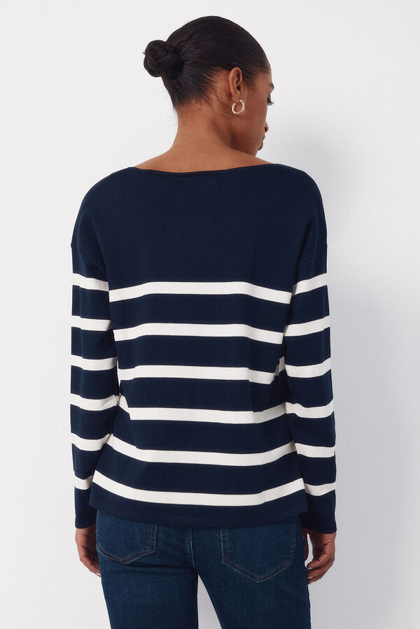 Cortefiel Camisola de malha decote bico Azul