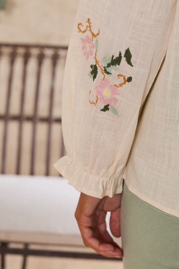 Pol&iacute;n Et Moi Camisa bordados Julieta Ecru