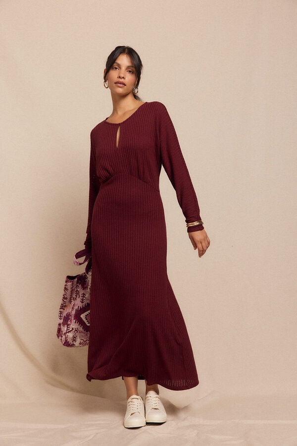Slowlove Vestido estructura manga murci&eacute;lago Granate