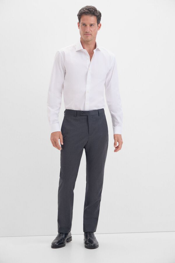 Cortefiel Camisa pinpoint liso f&aacute;cil de engomar Branco