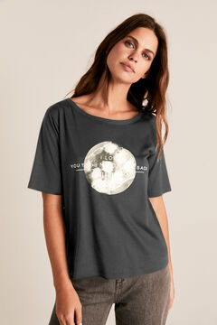 Cortefiel T-shirt decote à barco lua Cinzento