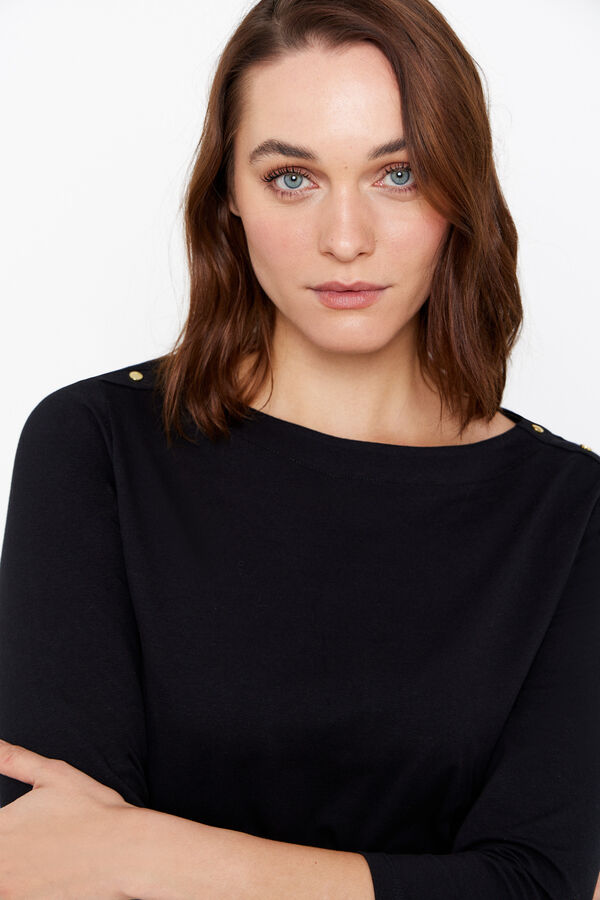 Cortefiel Camiseta b&aacute;sica btones Negro