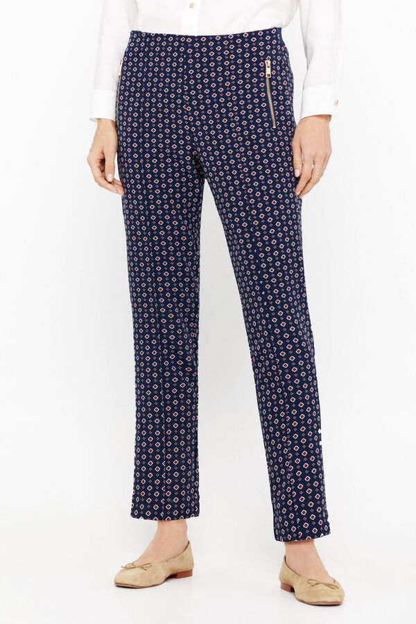 Cortefiel Pantal&oacute;n skinny cremalleras Estampado azul
