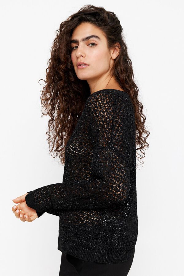 Cortefiel Camisola tran&ccedil;a central Preto