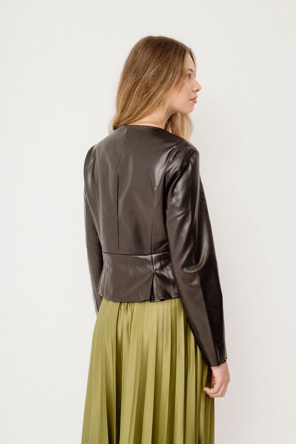 Vila Chaqueta polipiel con peplum Negro