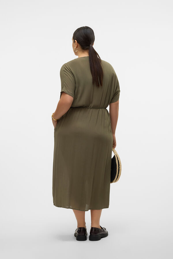 Vero Moda Curve Vestido fluido abotonado talla grande Verde