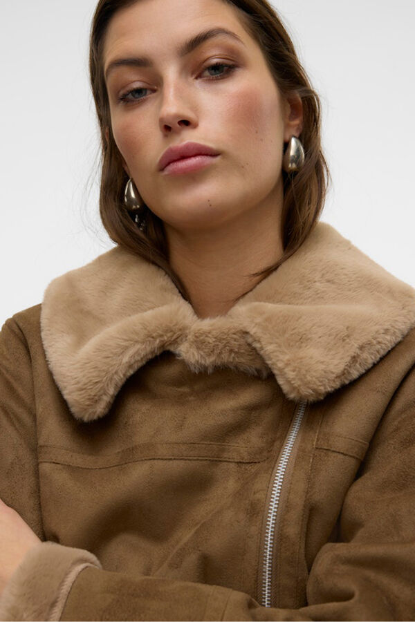 Vero Moda Blus&atilde;o de veludo com fecho-&eacute;clair para mulher Castanho
