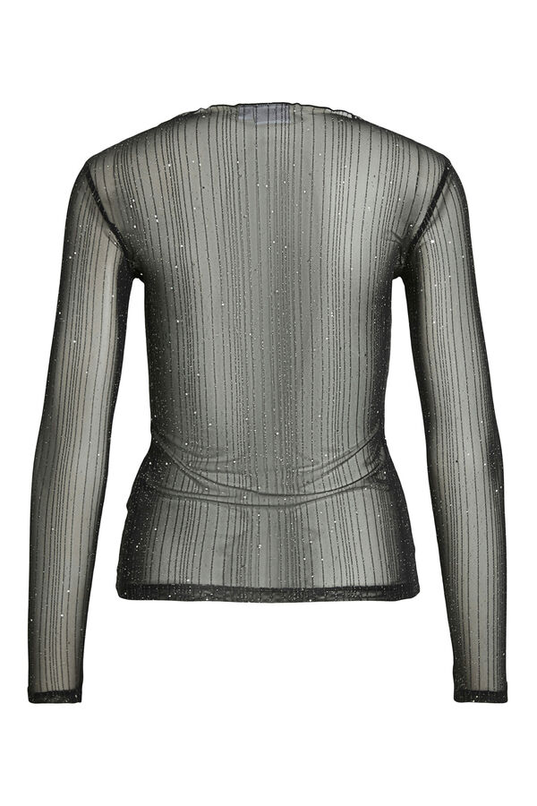Vila Top transparente con purpurina Negro