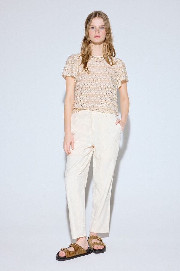 Slowlove Top estruturado de manga curta Ecru