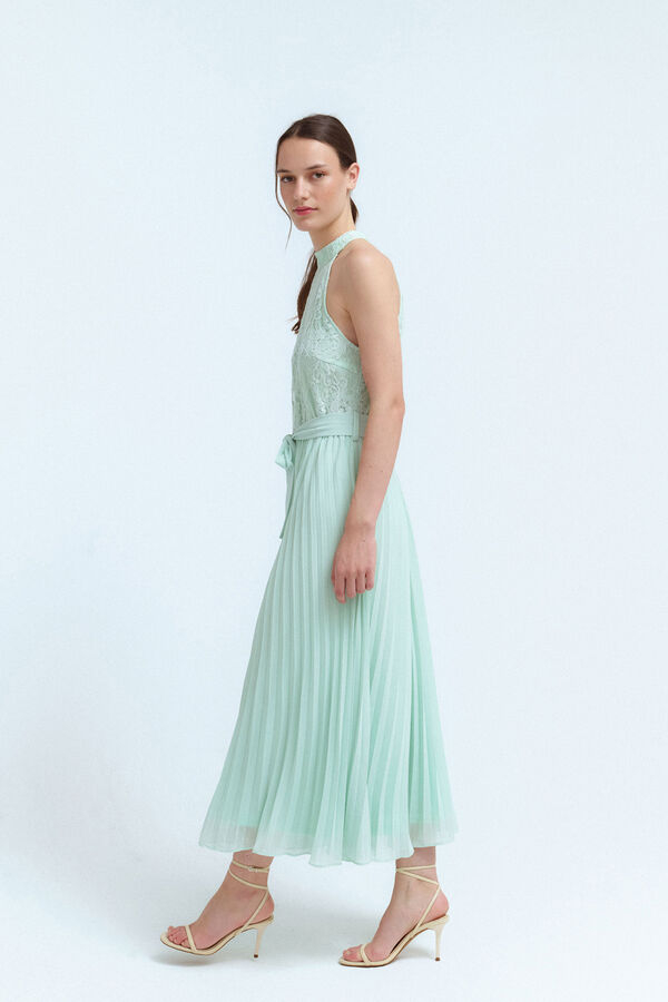 Vila Vestido de fiesta plisado con encaje Verde
