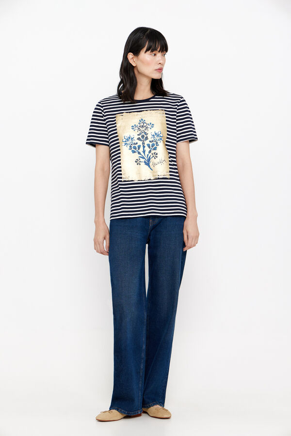 Cortefiel Camiseta estampado floral Estampado azul