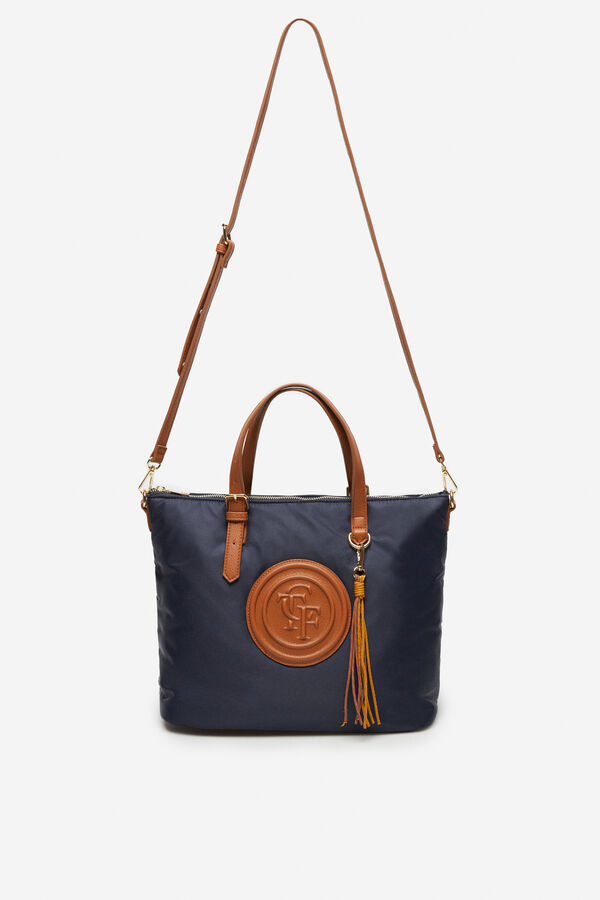 Cortefiel Bolso shopper nylon acolchado logo Azul marino