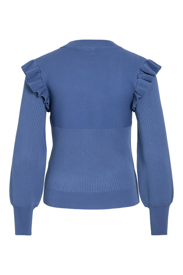 Vila Camisola de malha com folhos Azul