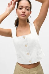 Vero Moda Colete curto com bot&otilde;es Branco