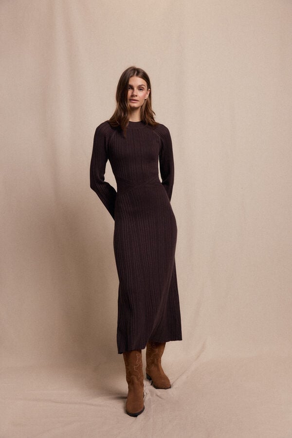 Slowlove Vestido Perkins canal&eacute; Marr&oacute;n oscuro