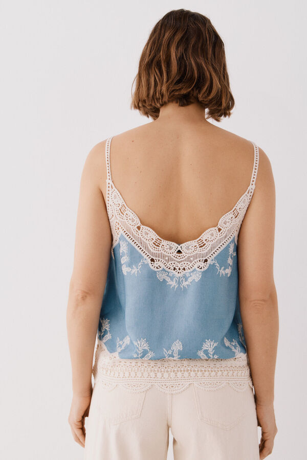 Cortefiel Top lingerie bordado Azul