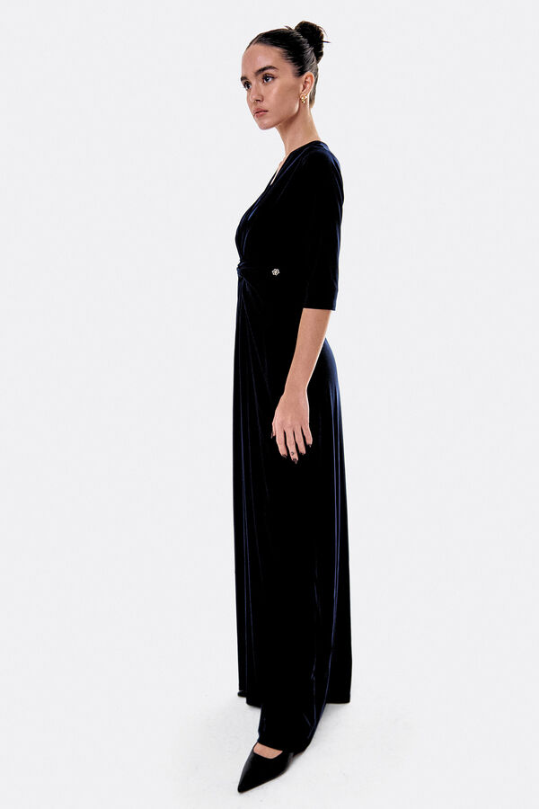 Cupl&eacute; Maxi vestido con nudo Negro