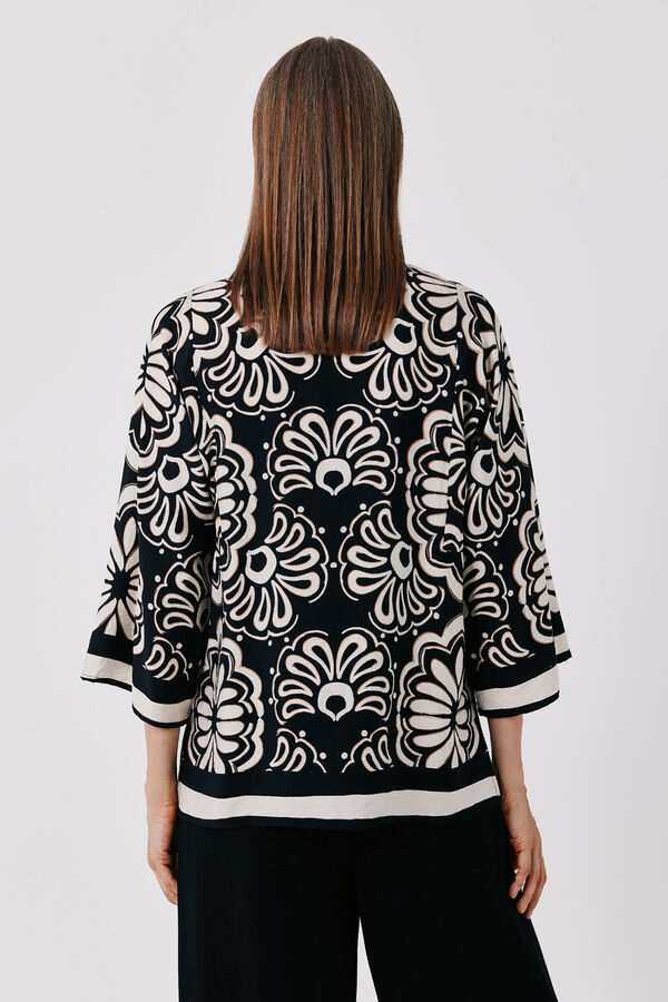 Cortefiel Blusa estampada t&uacute;nica amplia Estampado gris
