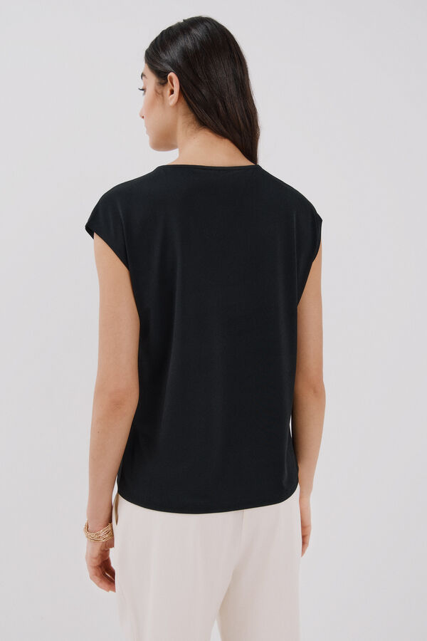 Cortefiel Top detalle cadena Negro