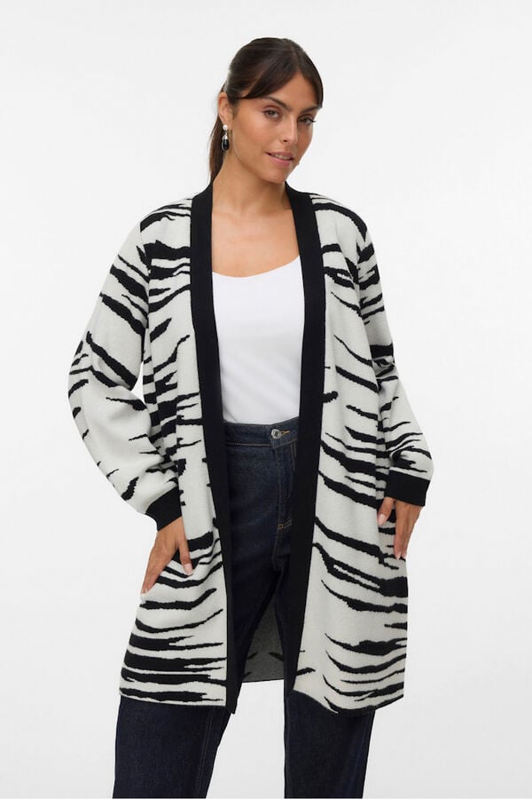 Vero Moda Curve C&aacute;rdigan de punto Curve Estampado blanco