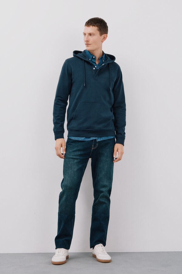 Cortefiel Sudadera capucha con botones Azul marino
