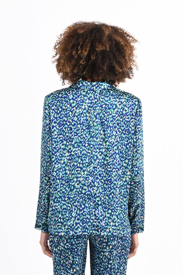 Molly Bracken Blazer de mulher estampado de manga comprida Azul