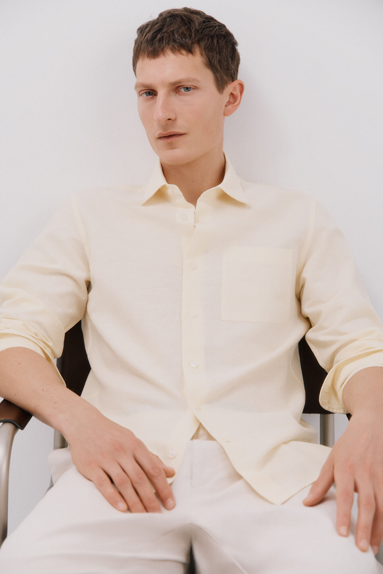 Cortefiel Camisa linho algod&atilde;o liso