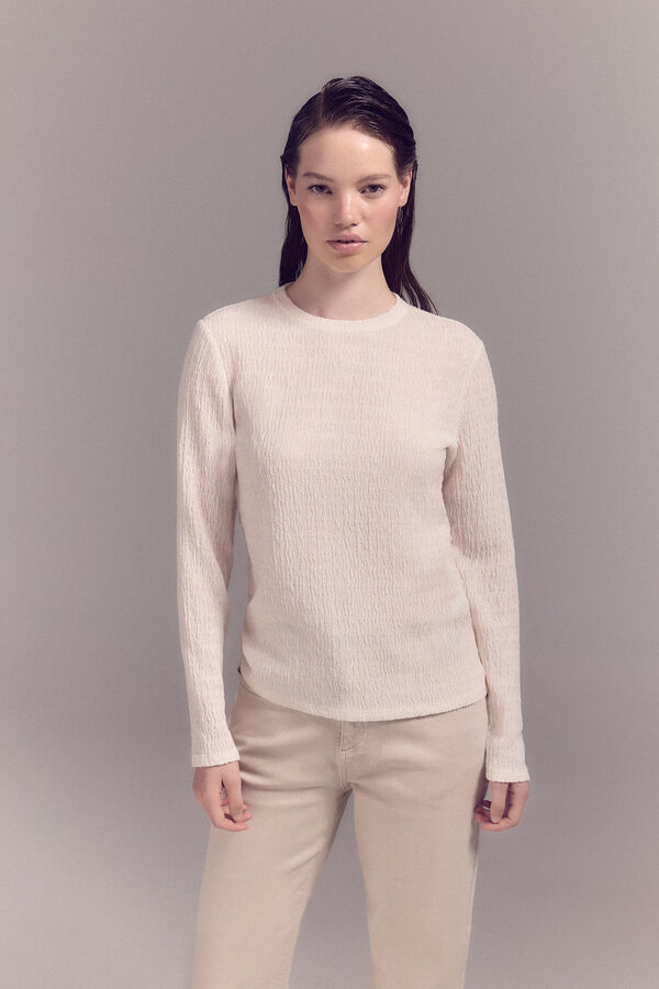 Slowlove Top de estructura ondas Marfil