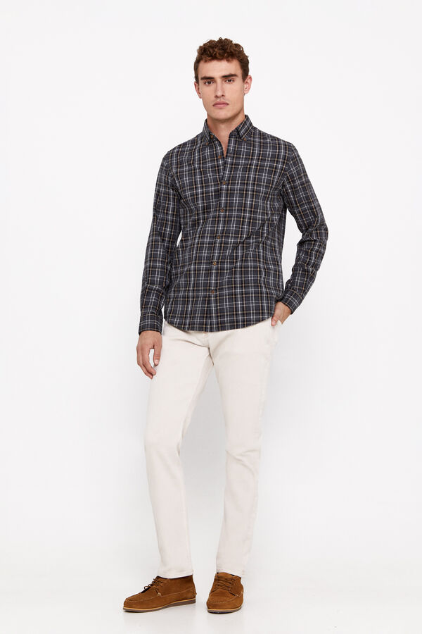 Cortefiel Camisa twill xadrez Cinzento