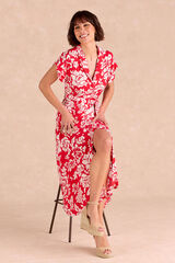 Pol&iacute;n Et Moi Vestido camisa floral Yadia Vermelho