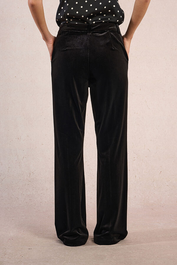 Molly Bracken Cal&ccedil;a comprida com efeito veludo Preto