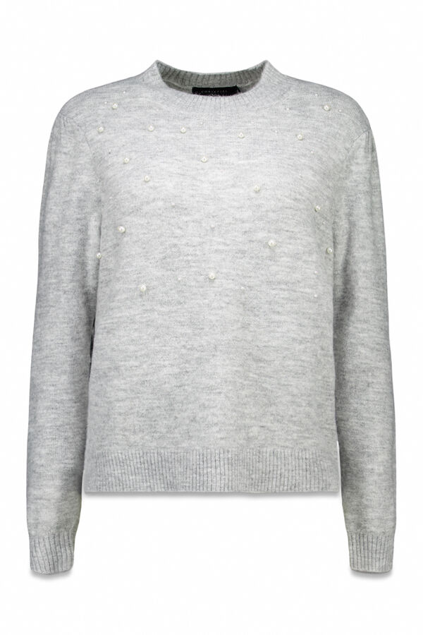 Cortefiel Jersey punto perlas Gris