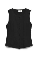 Vero Moda Top manga sisa abotonado Negro