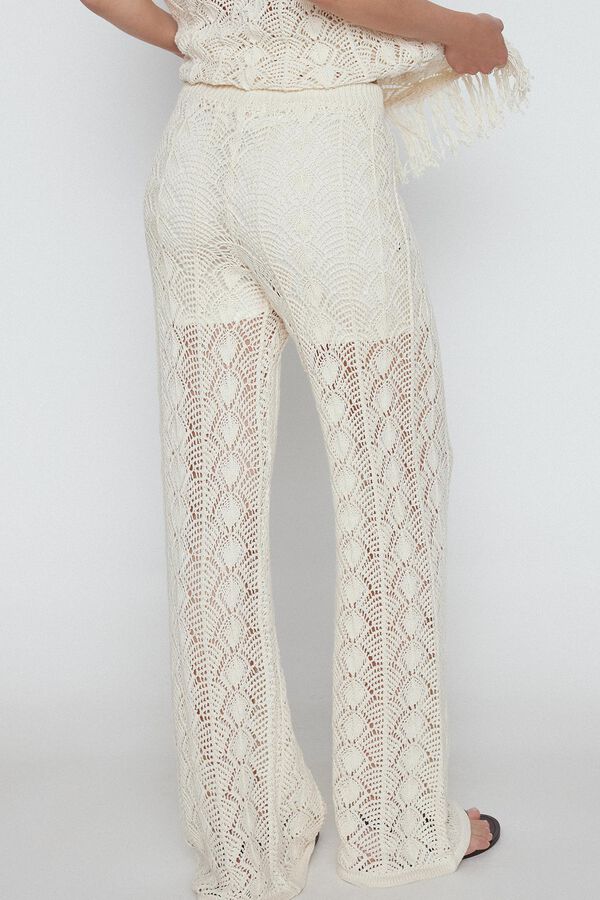 Slowlove Cal&ccedil;as compridas malha rendilhada Branco