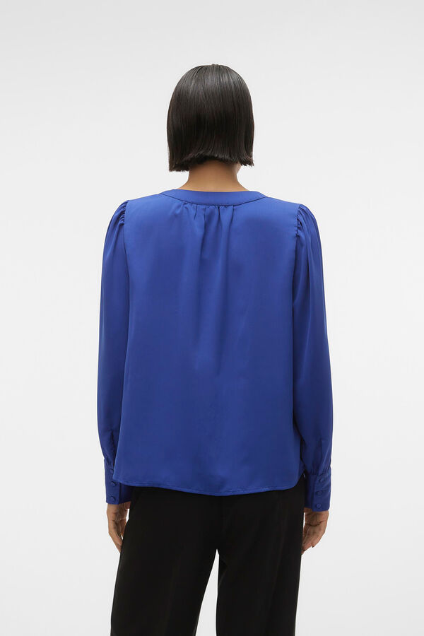 Vero Moda Top de manga larga cuello pico Azul