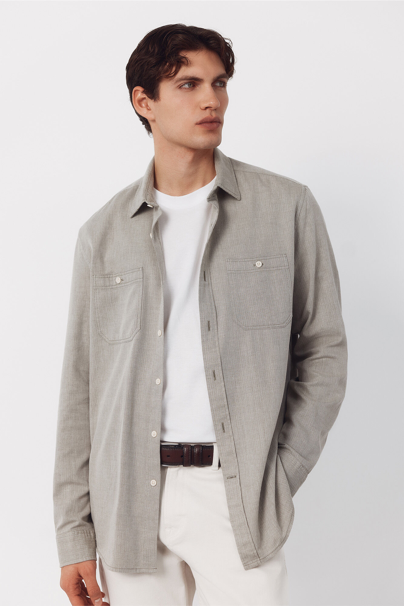Cortefiel Camisa espiga com bolsos