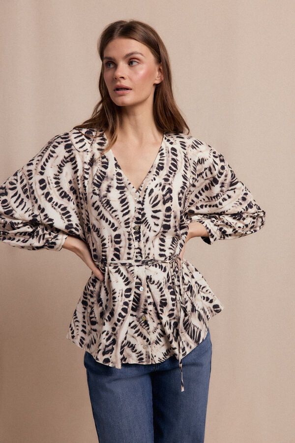 Slowlove Blusa estampada Ecru