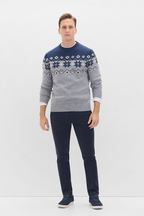 Cortefiel Su&eacute;ter de l&atilde; de natal com gola redonda Cinzento