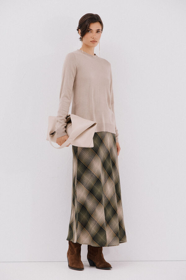 Cortefiel Camiseta b&aacute;sica quadrada Tostado