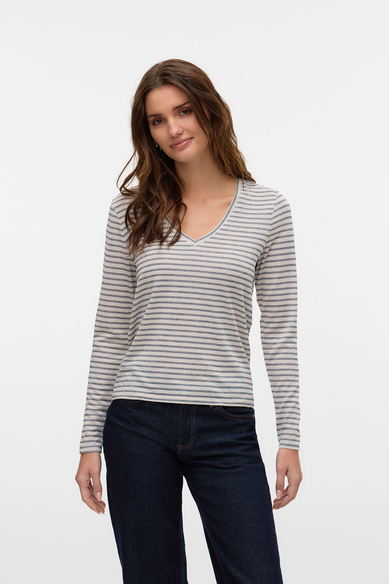 Vero Moda Camiseta b&aacute;sica riscas de manga comprida