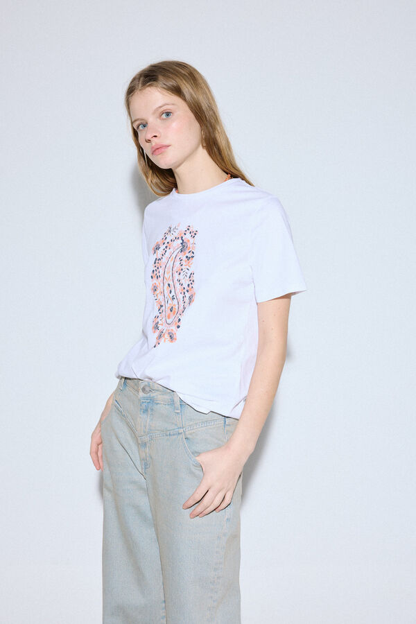 Cortefiel T-shirt básica estampada Branco