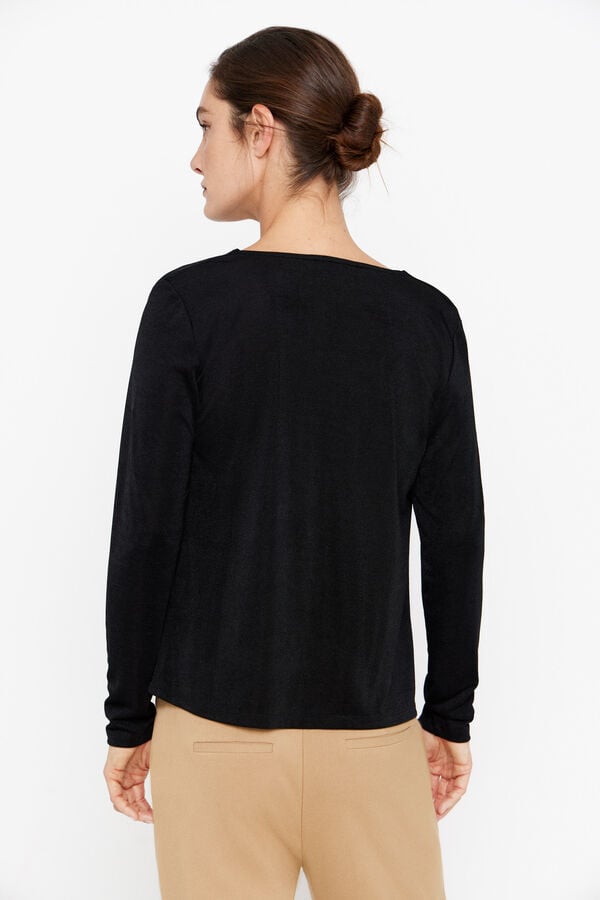 Cortefiel Top punto lurex drapeado Negro