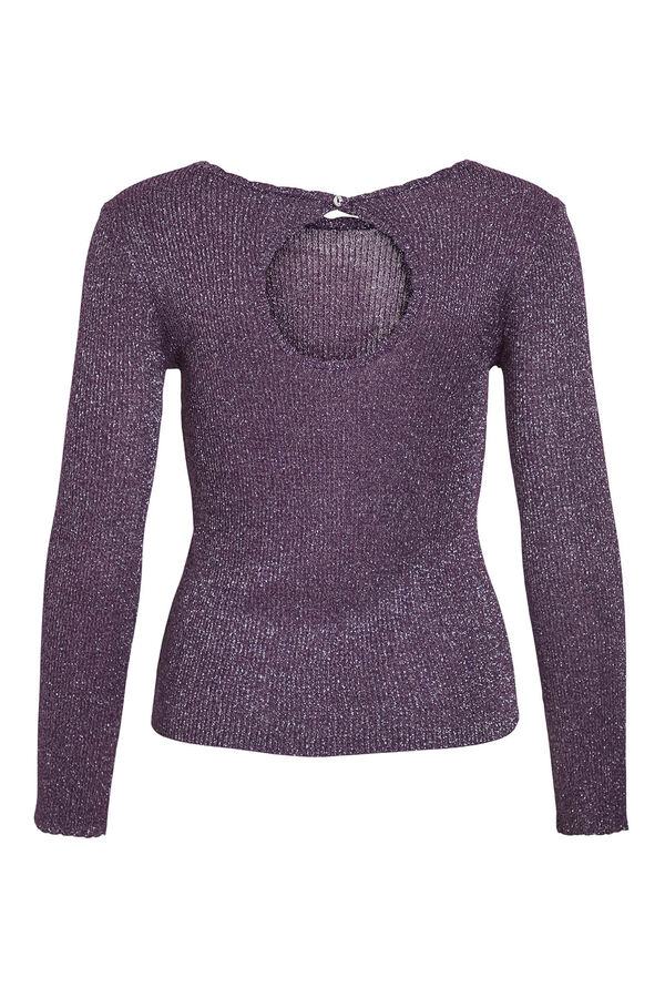 Vila Top de malha revers&iacute;vel com lurex Roxo