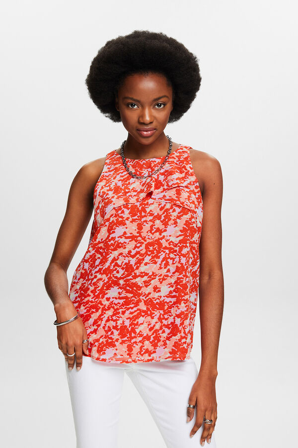 Esprit Blusa sin mangas chif&oacute;n estampada Estampado naranja
