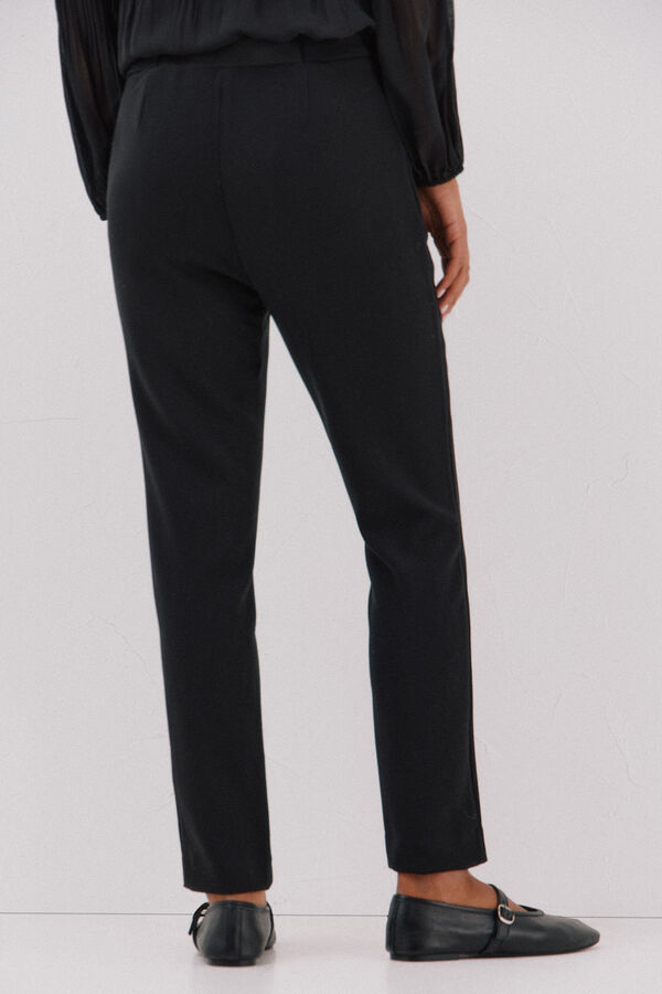 Cortefiel Pantal&oacute;n el&aacute;stico confort Negro