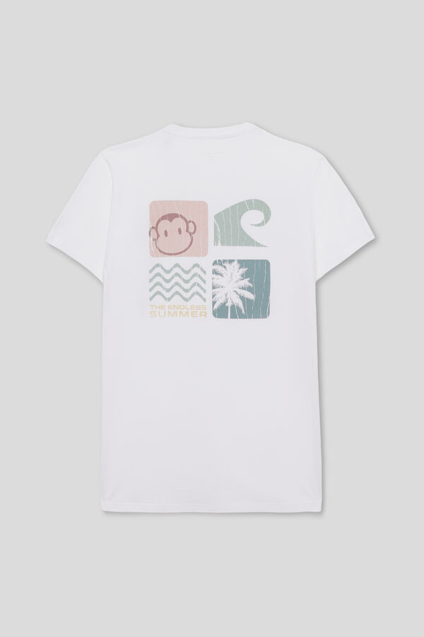 Street Monkey Camiseta manga curta da moda Branco