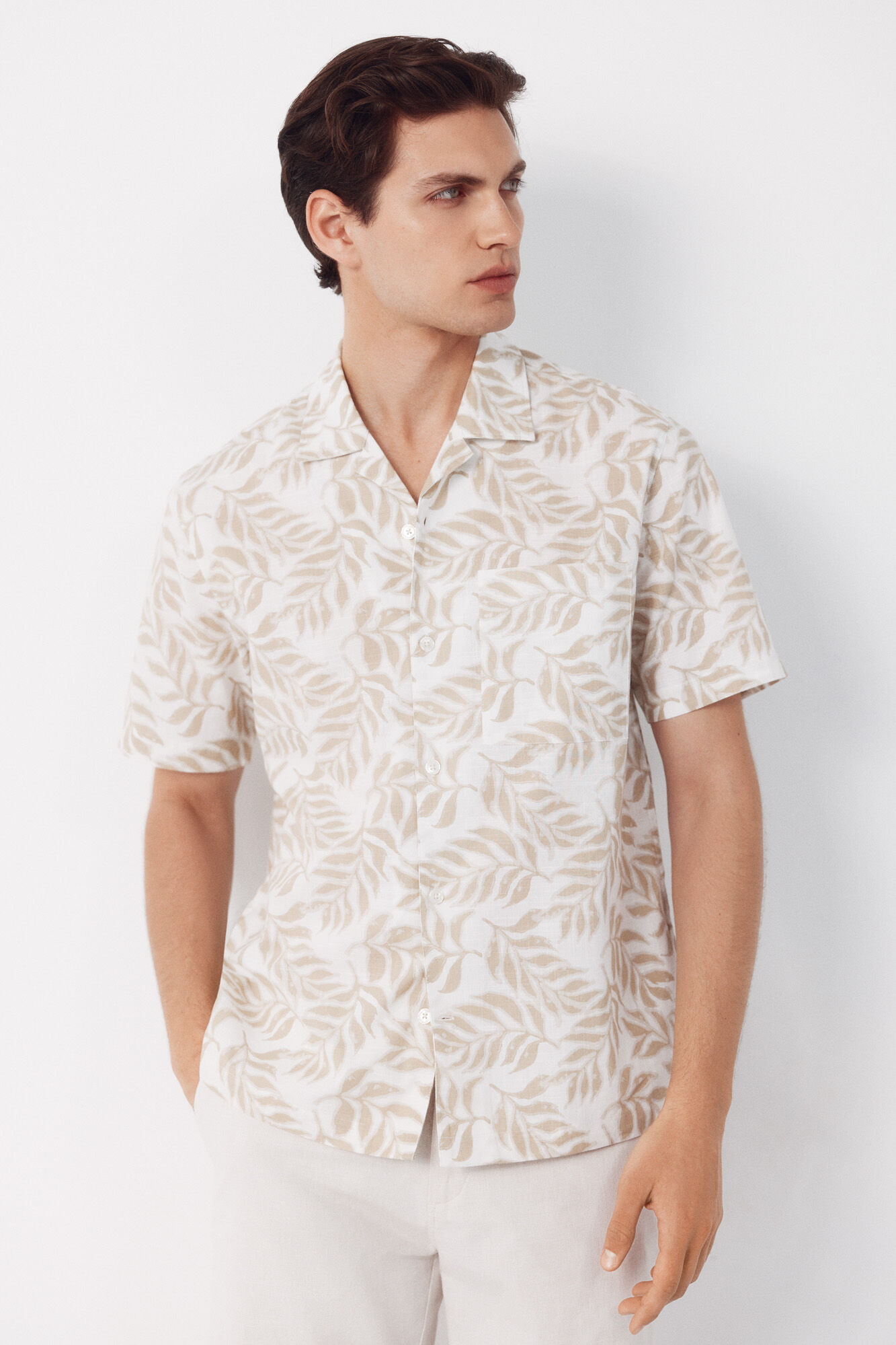 Cortefiel Camisa estampada de manga curta