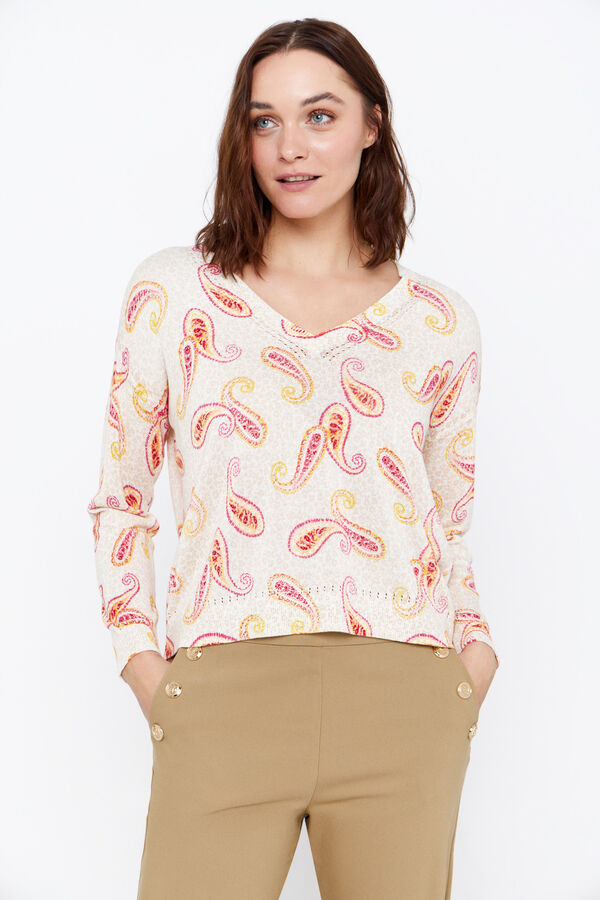 Cortefiel Jersey fino estampado Estampado morado